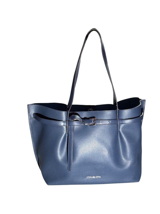 Michael Kors Handbags - Michael Kors Blue Pebbled Leather Tote Bag Snap Closure & Dual Shoulder Straps